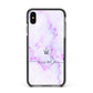 Pale Purple Glitter Marble with Crowned Name Apple iPhone Xs Max Impact Case Black Edge on Black Phone