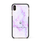 Pale Purple Glitter Marble with Crowned Name Apple iPhone Xs Max Impact Case Black Edge on Gold Phone