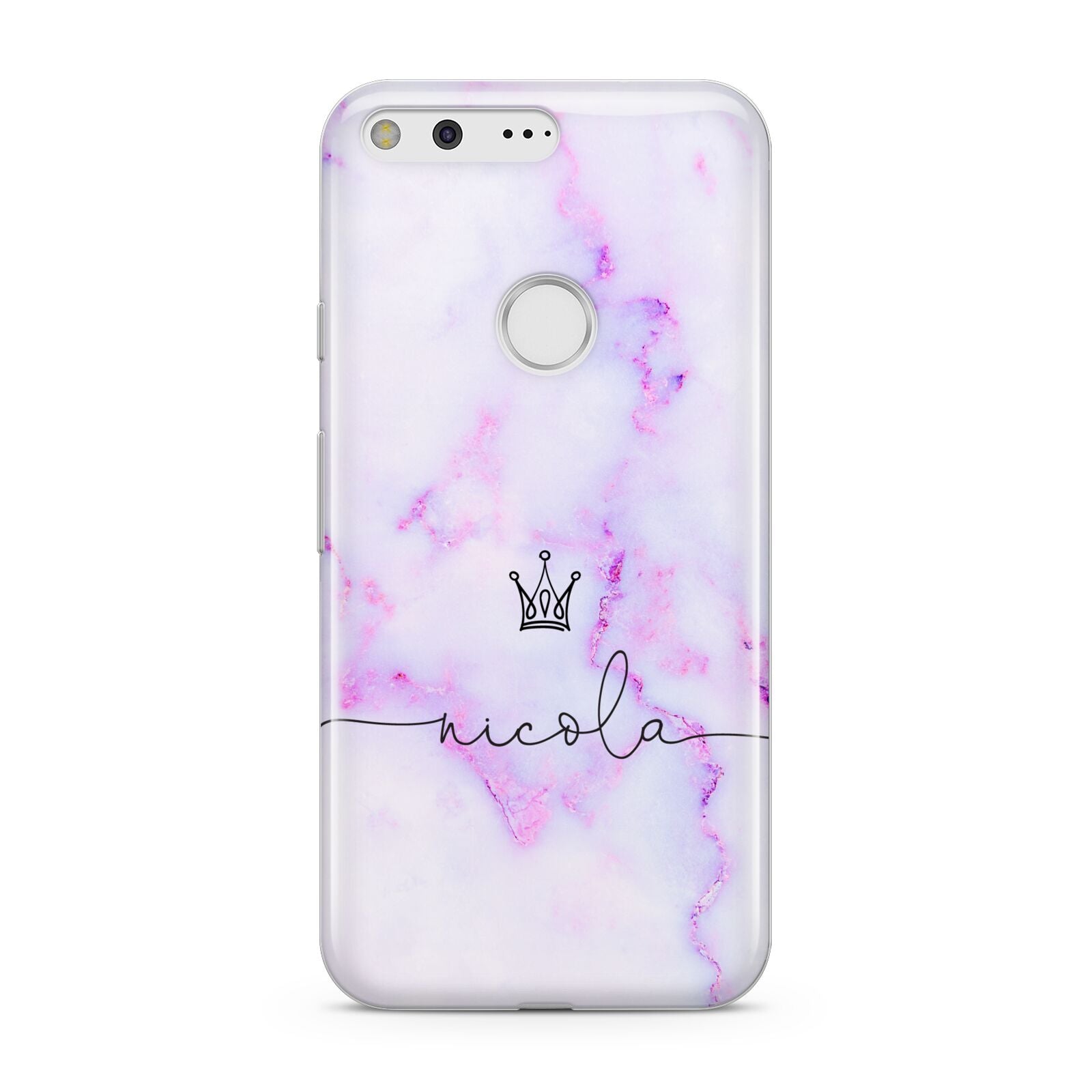 Pale Purple Glitter Marble with Crowned Name Google Pixel Case