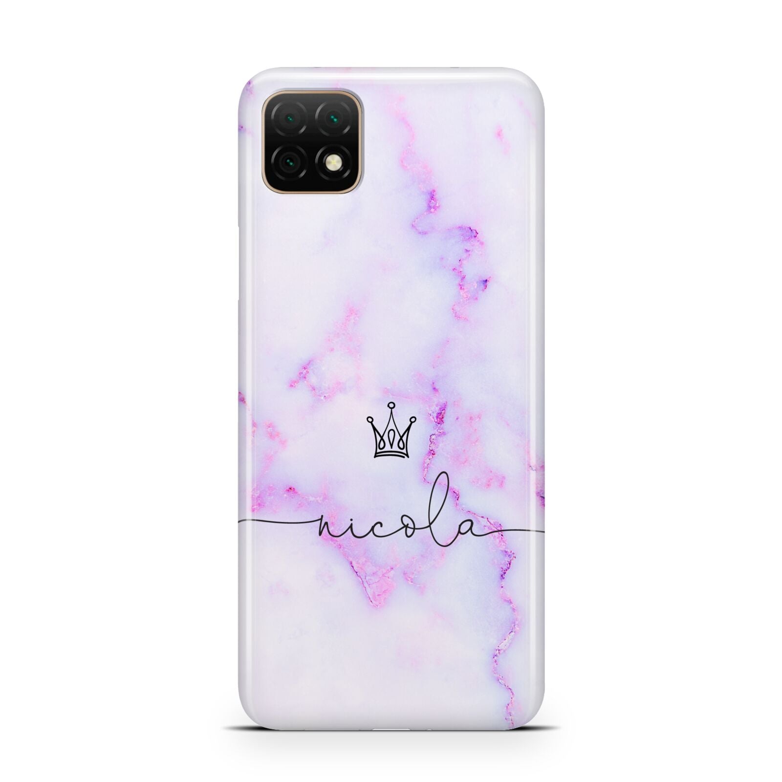 Pale Purple Glitter Marble with Crowned Name Huawei Enjoy 20 Phone Case