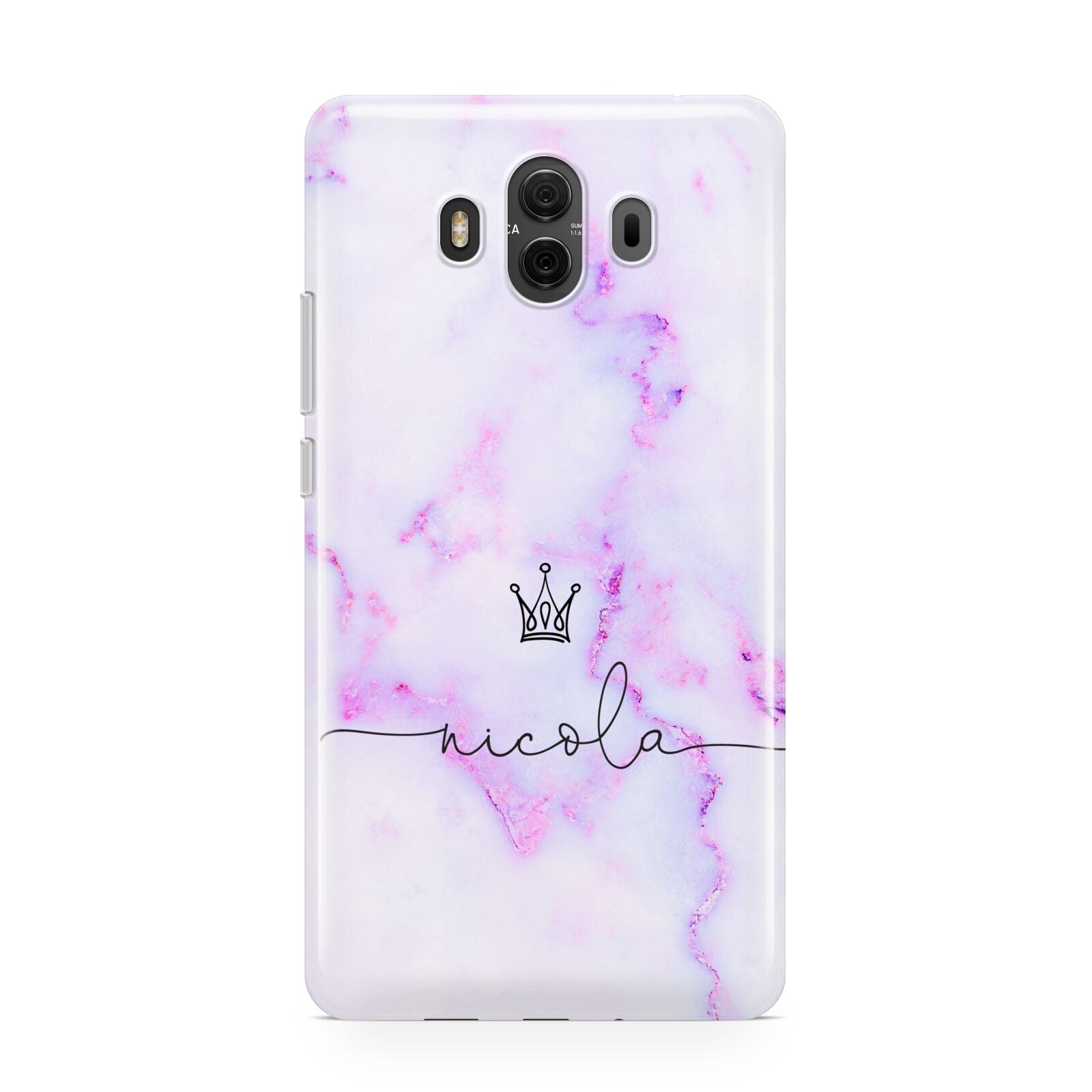 Pale Purple Glitter Marble with Crowned Name Huawei Mate 10 Protective Phone Case