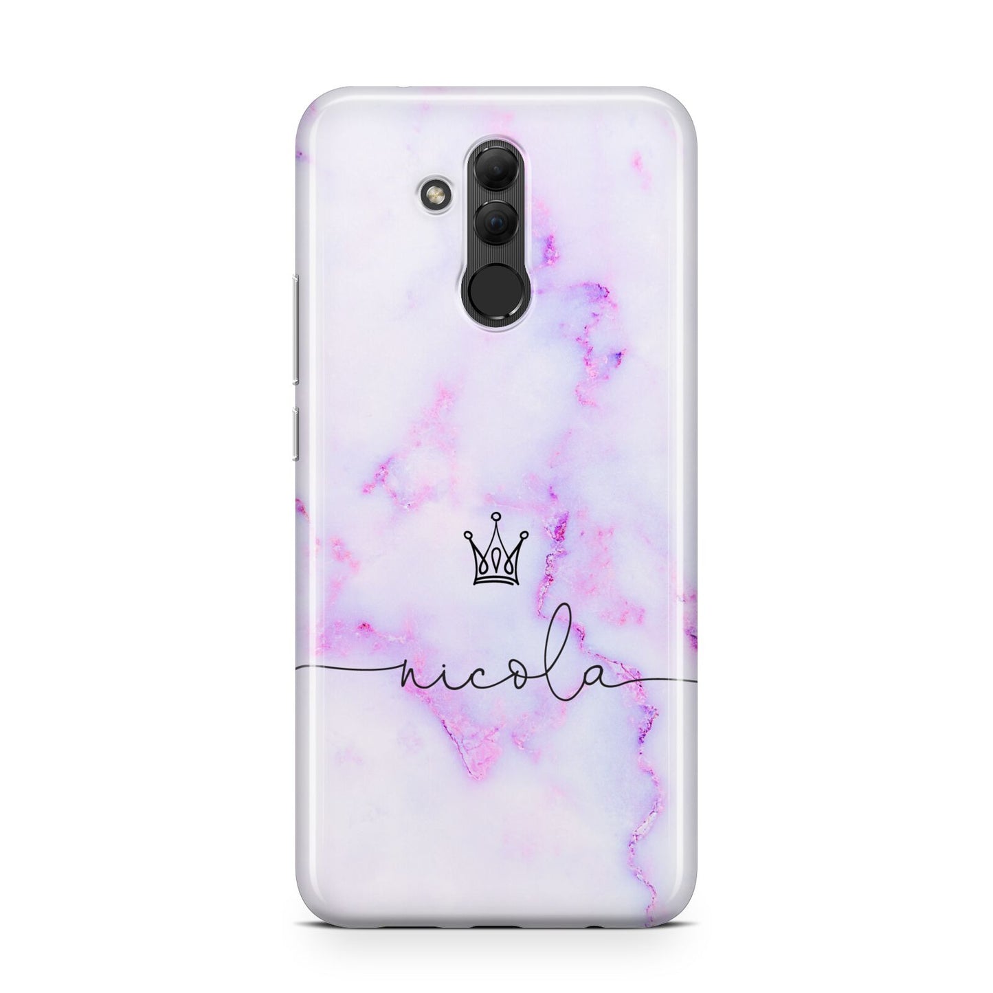 Pale Purple Glitter Marble with Crowned Name Huawei Mate 20 Lite