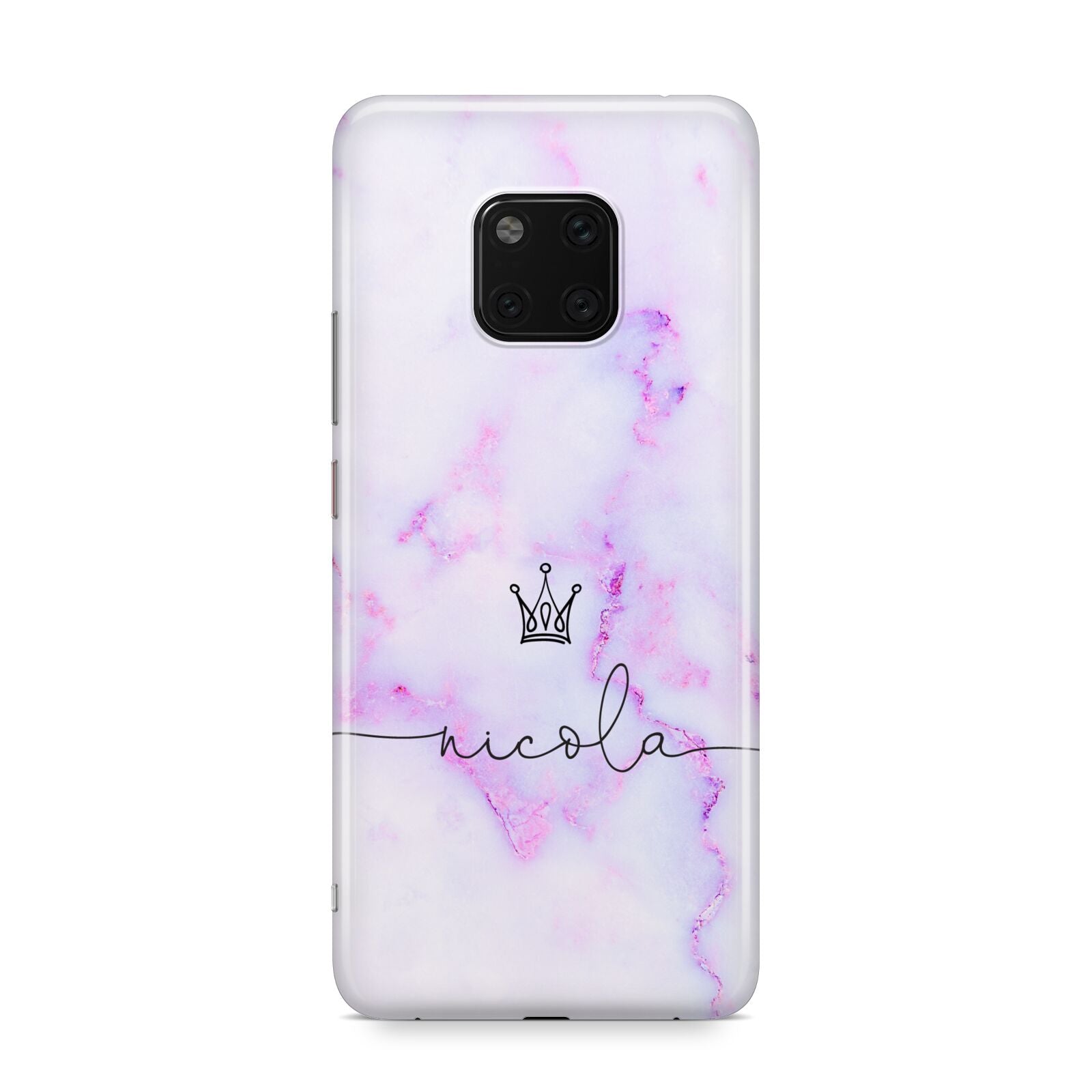 Pale Purple Glitter Marble with Crowned Name Huawei Mate 20 Pro Phone Case