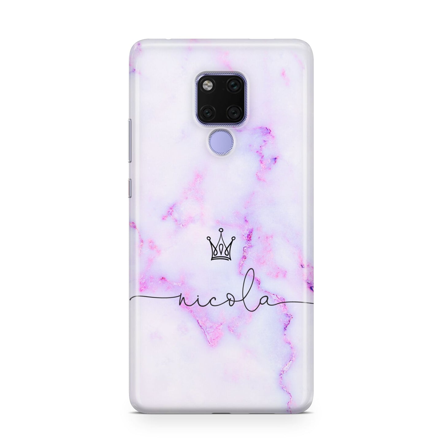 Pale Purple Glitter Marble with Crowned Name Huawei Mate 20X Phone Case