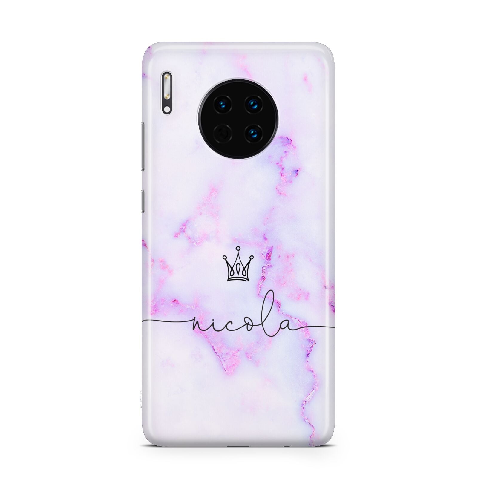 Pale Purple Glitter Marble with Crowned Name Huawei Mate 30