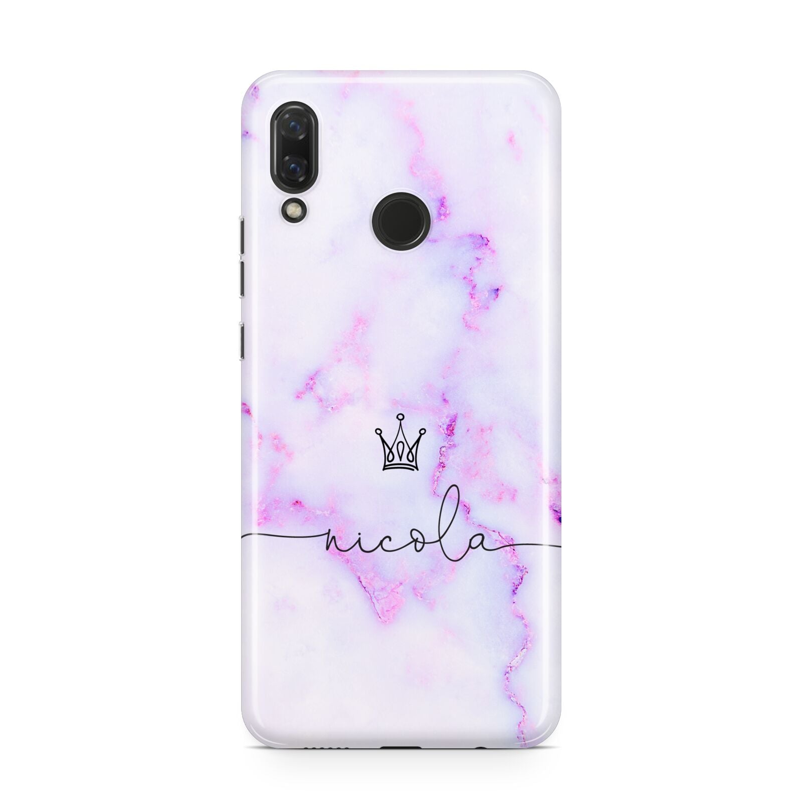 Pale Purple Glitter Marble with Crowned Name Huawei Nova 3 Phone Case