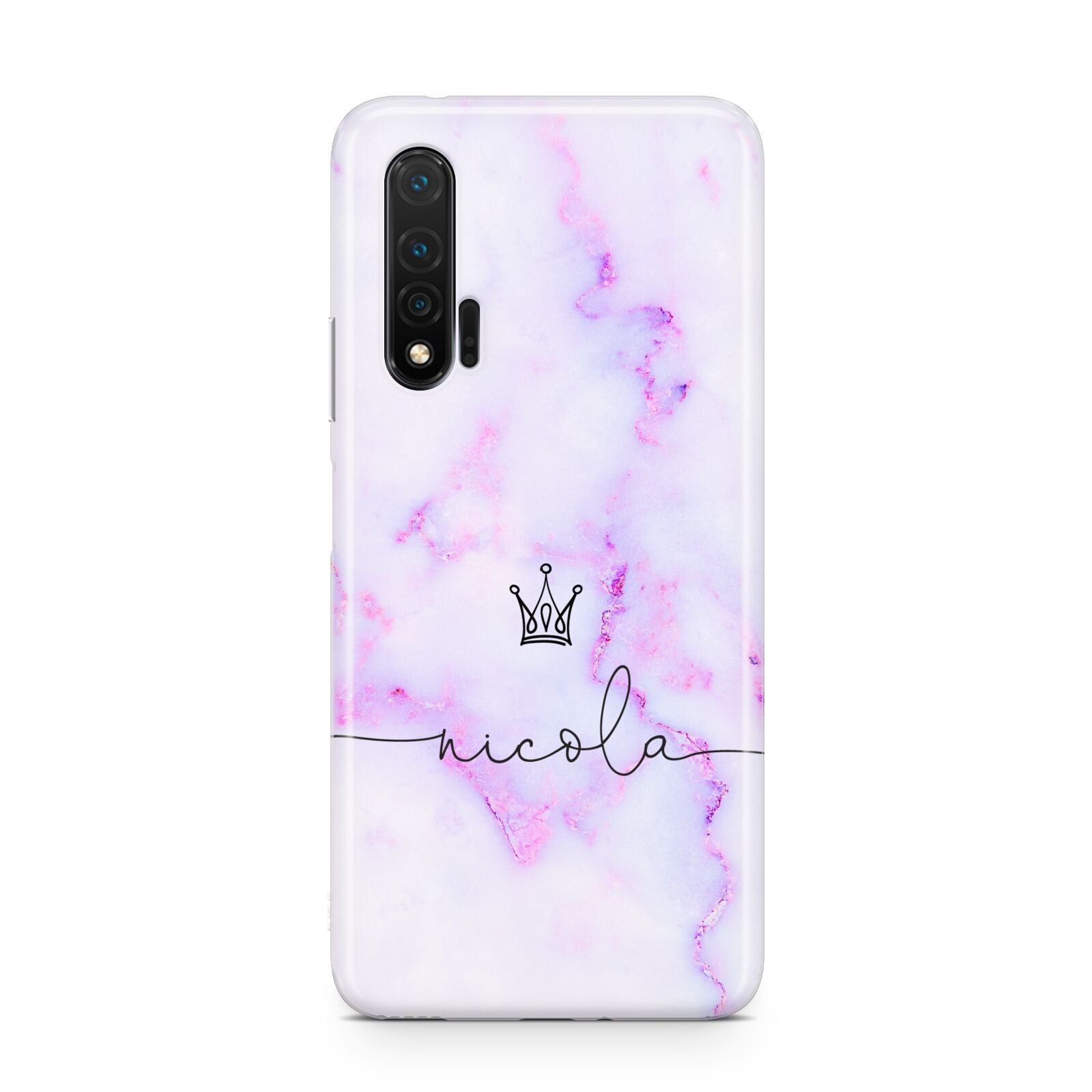 Pale Purple Glitter Marble with Crowned Name Huawei Nova 6 Phone Case