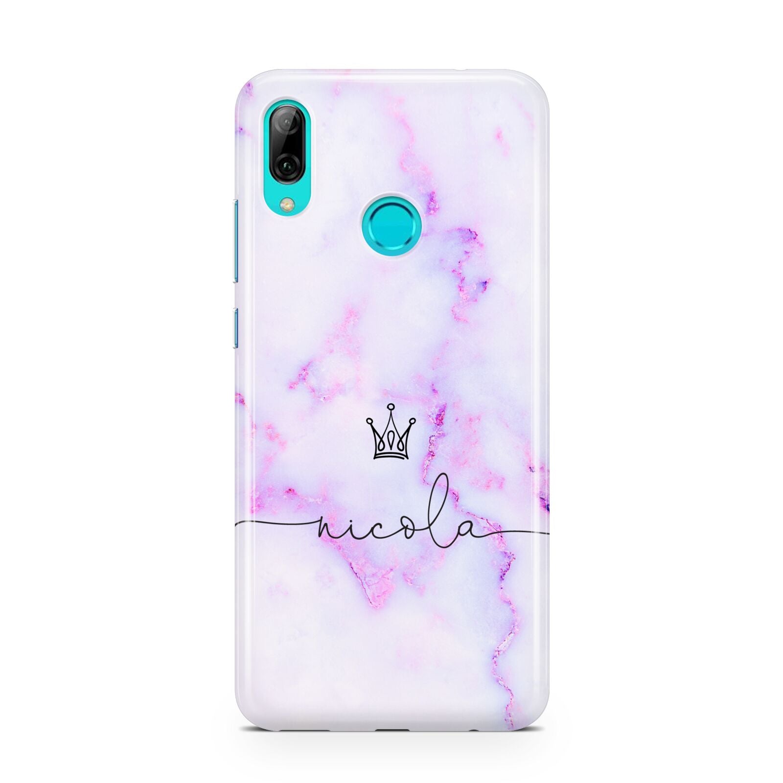 Pale Purple Glitter Marble with Crowned Name Huawei P Smart 2019 Case