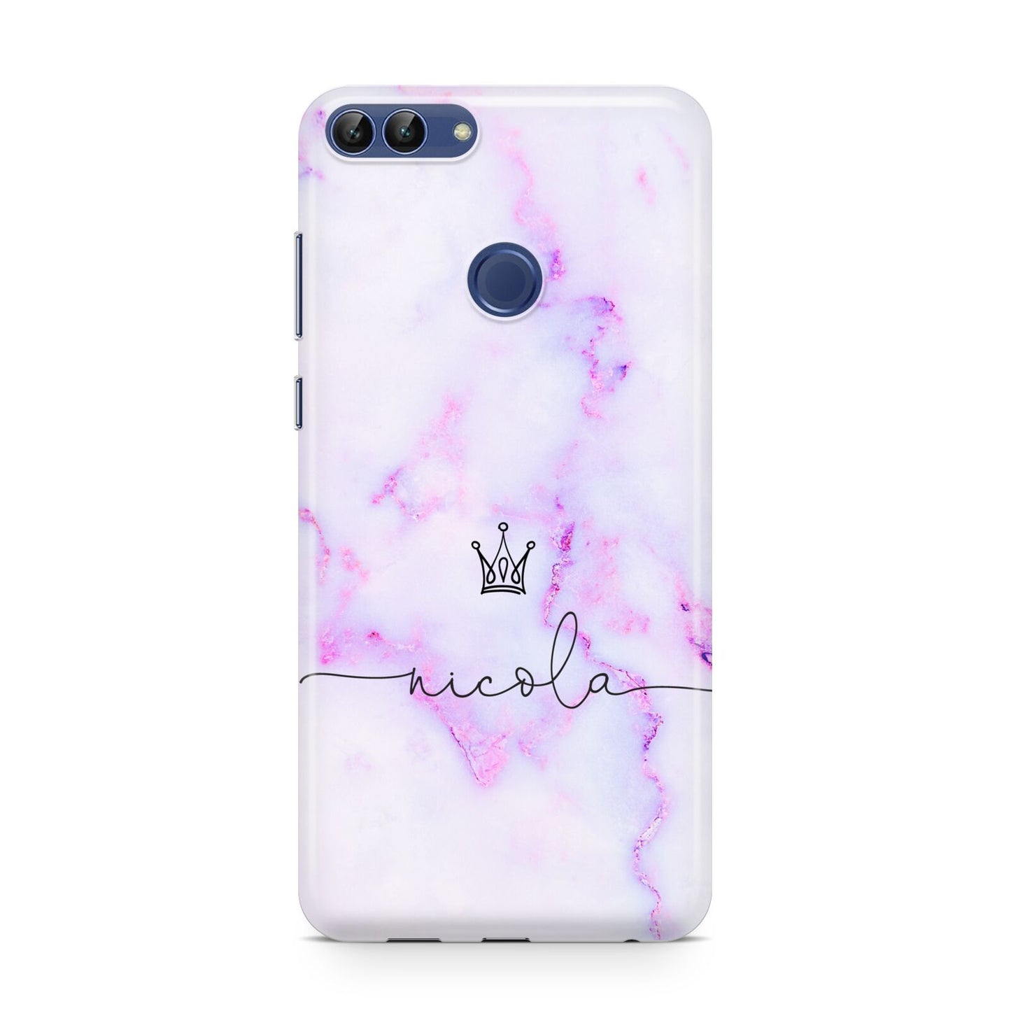 Pale Purple Glitter Marble with Crowned Name Huawei P Smart Case