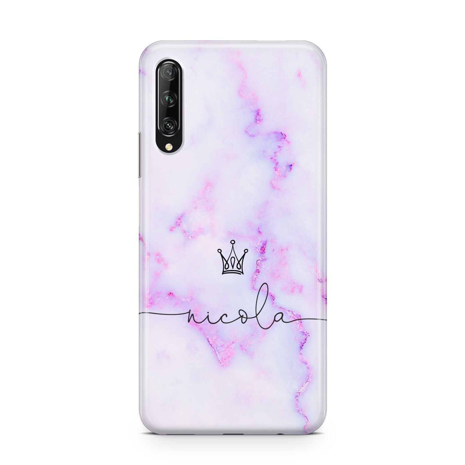 Pale Purple Glitter Marble with Crowned Name Huawei P Smart Pro 2019