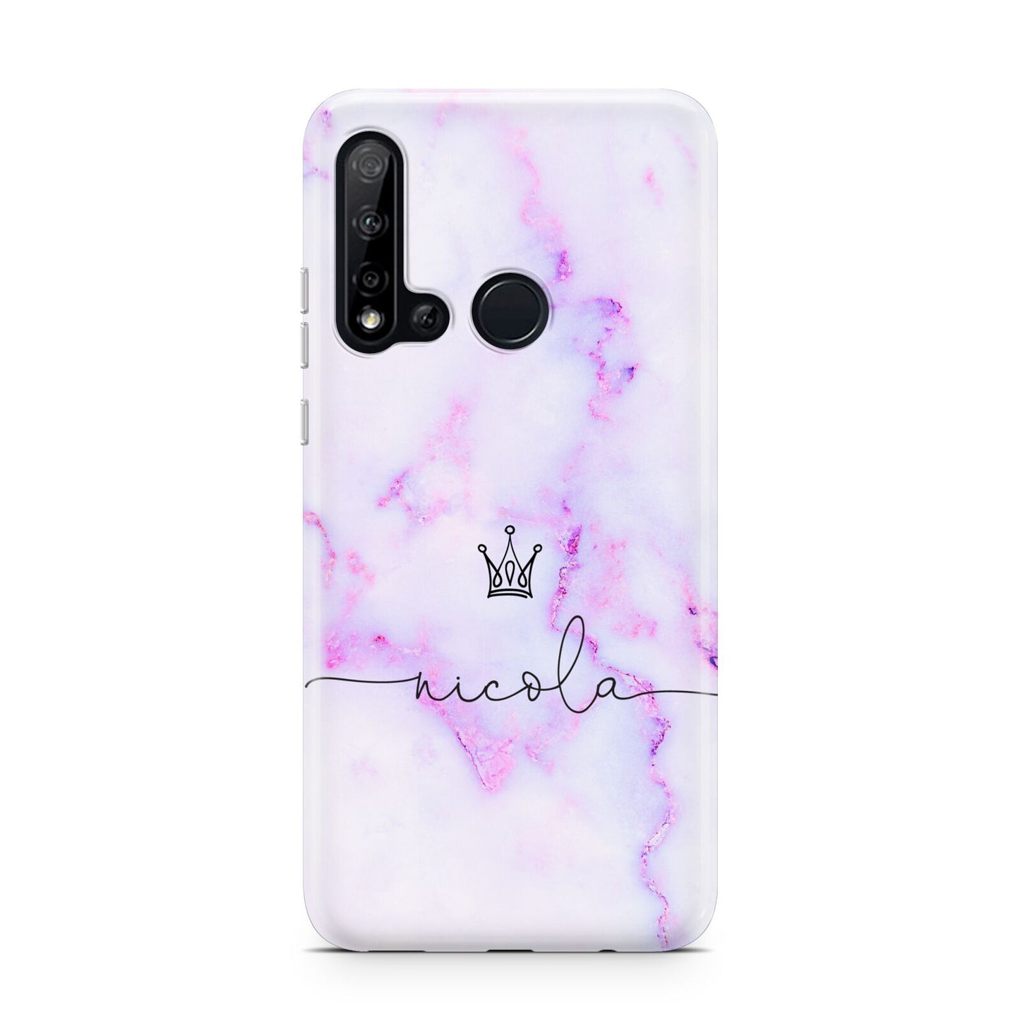 Pale Purple Glitter Marble with Crowned Name Huawei P20 Lite 5G Phone Case