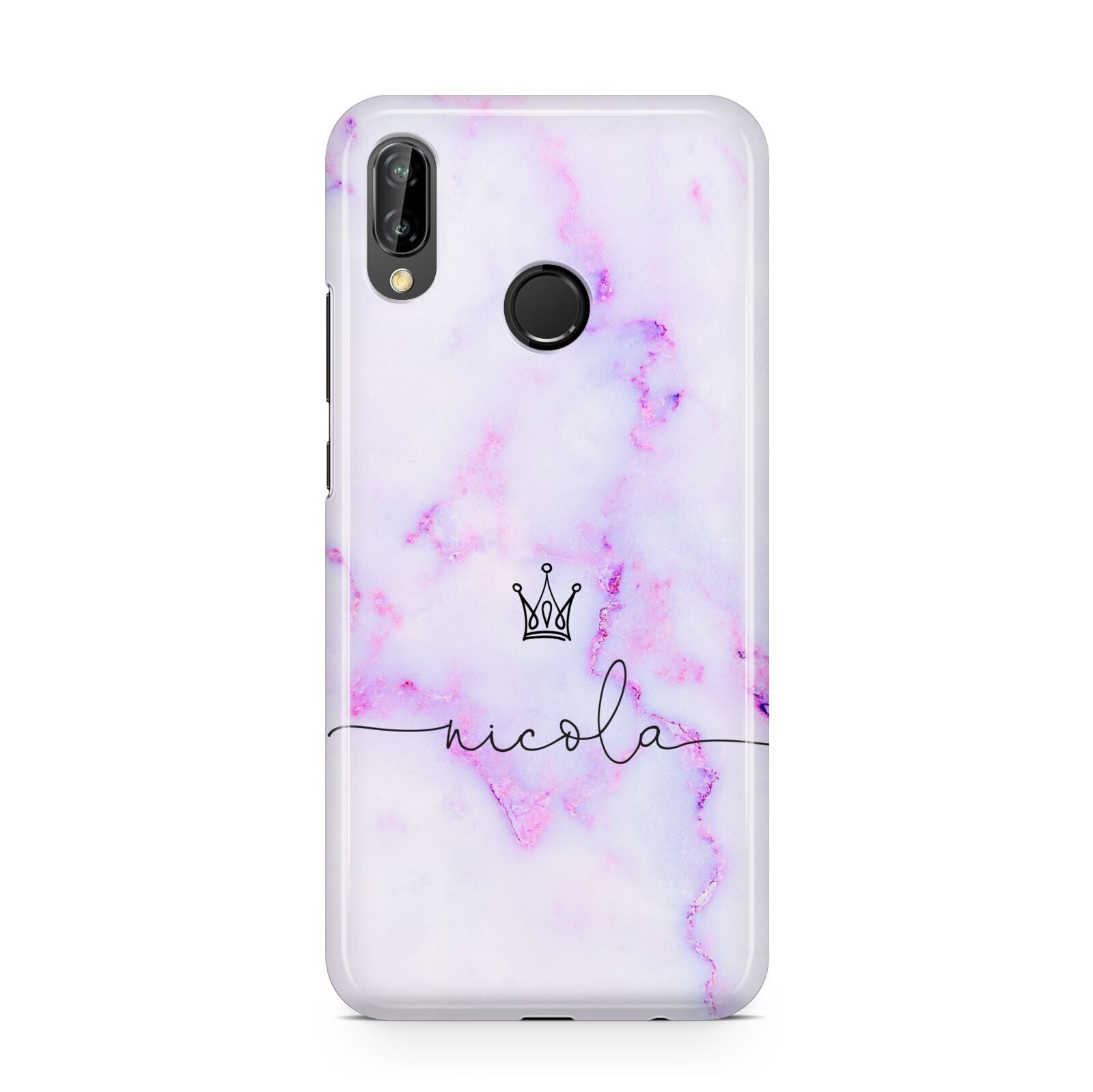 Pale Purple Glitter Marble with Crowned Name Huawei P20 Lite Phone Case