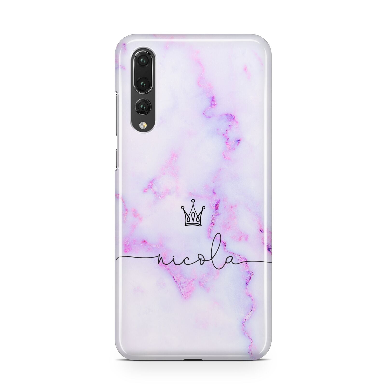 Pale Purple Glitter Marble with Crowned Name Huawei P20 Pro Phone Case