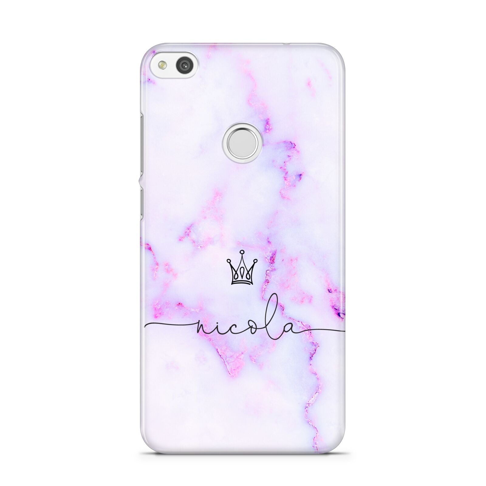 Pale Purple Glitter Marble with Crowned Name Huawei P8 Lite Case