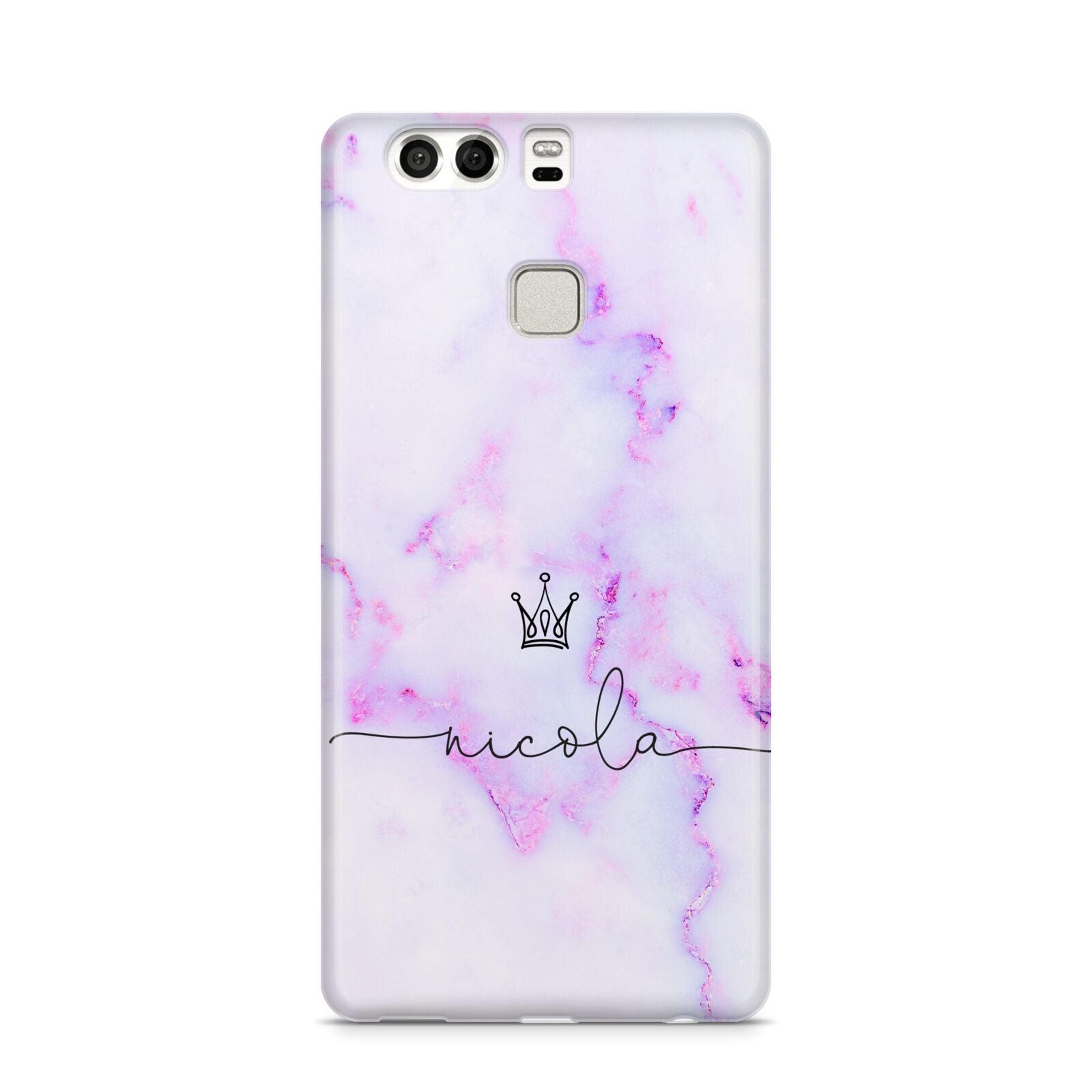 Pale Purple Glitter Marble with Crowned Name Huawei P9 Case