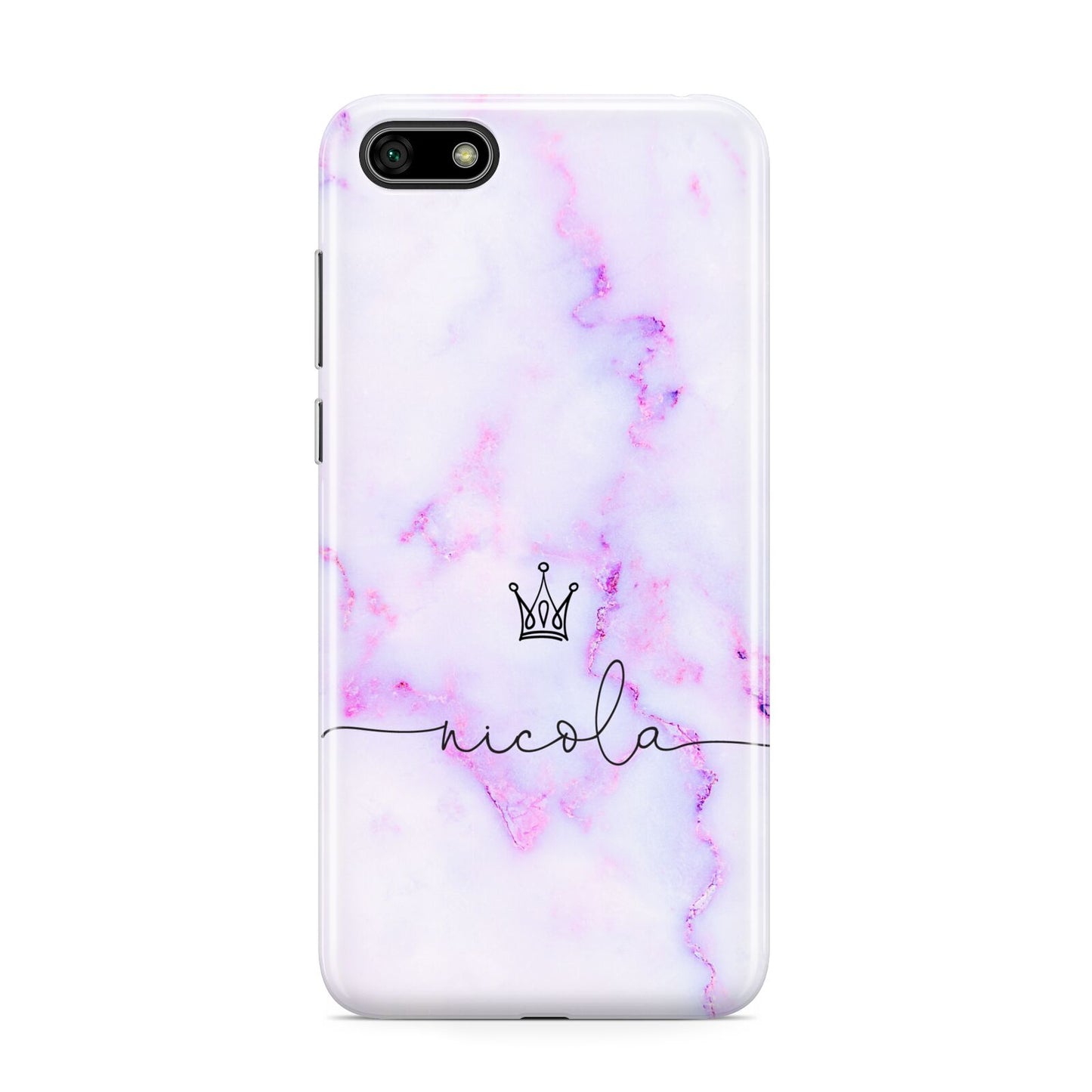 Pale Purple Glitter Marble with Crowned Name Huawei Y5 Prime 2018 Phone Case