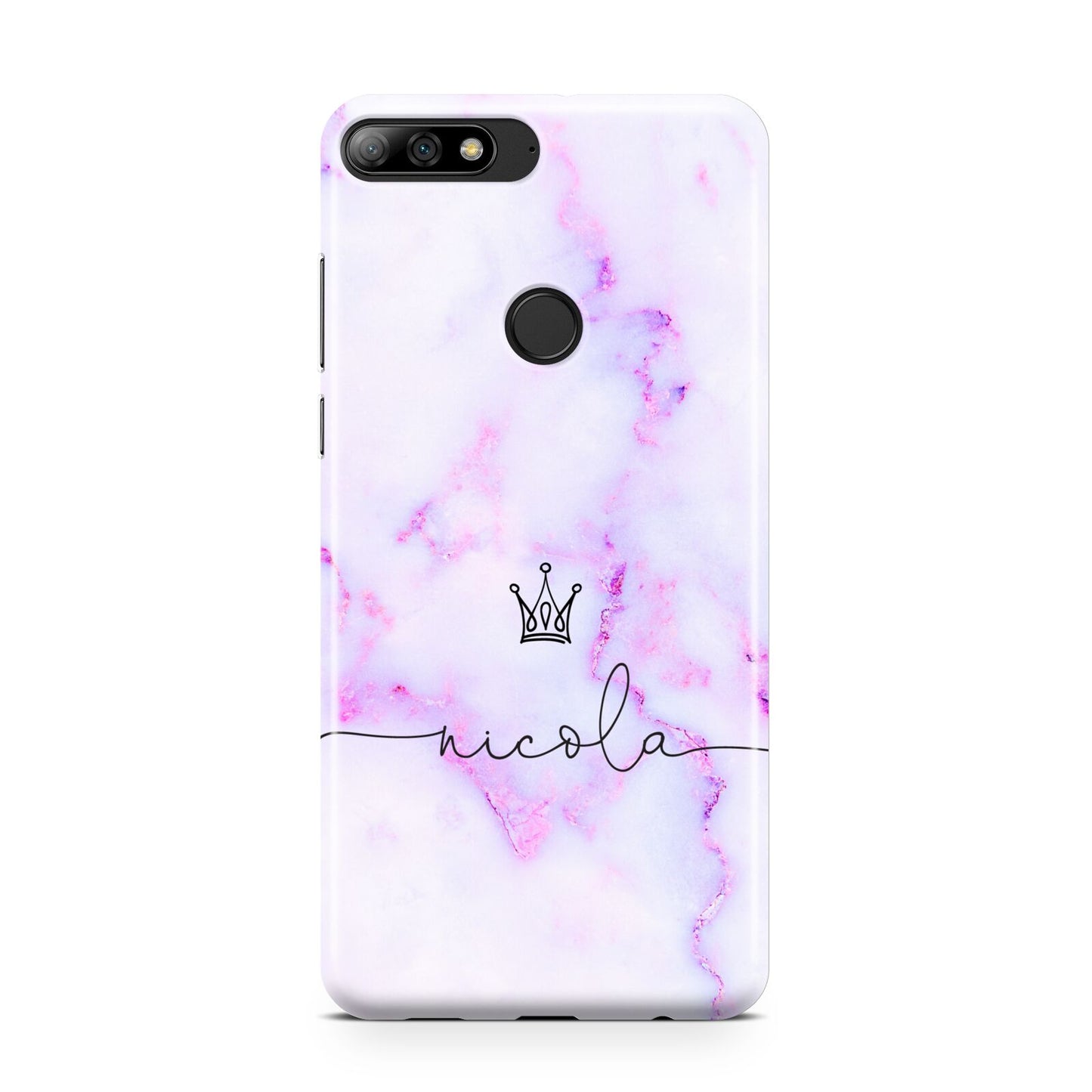 Pale Purple Glitter Marble with Crowned Name Huawei Y7 2018