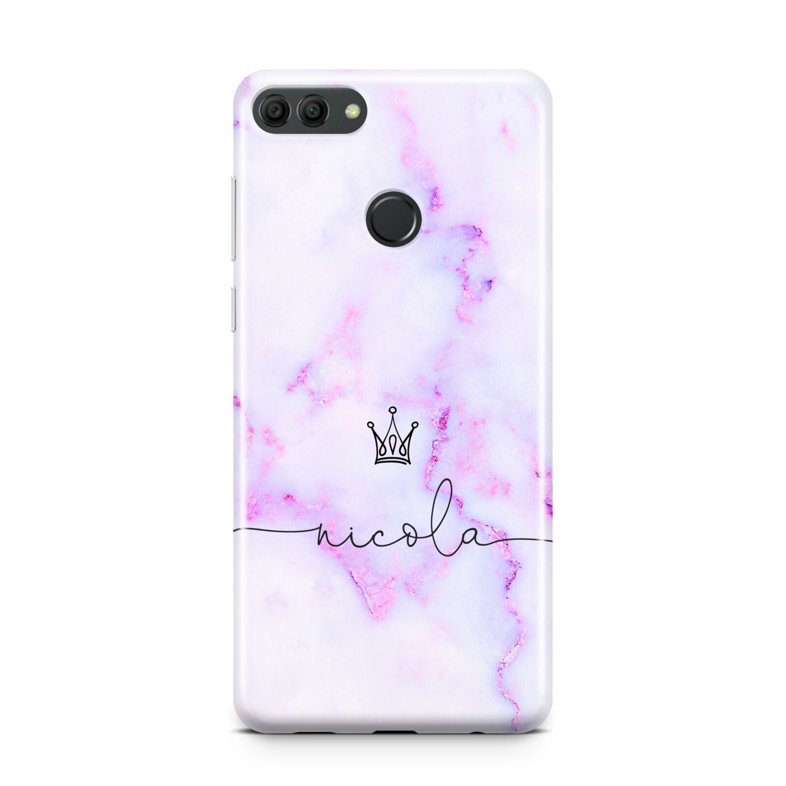 Pale Purple Glitter Marble with Crowned Name Huawei Y9 2018