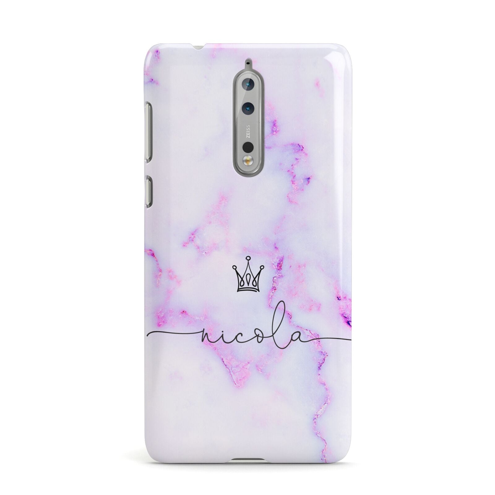 Pale Purple Glitter Marble with Crowned Name Nokia Case