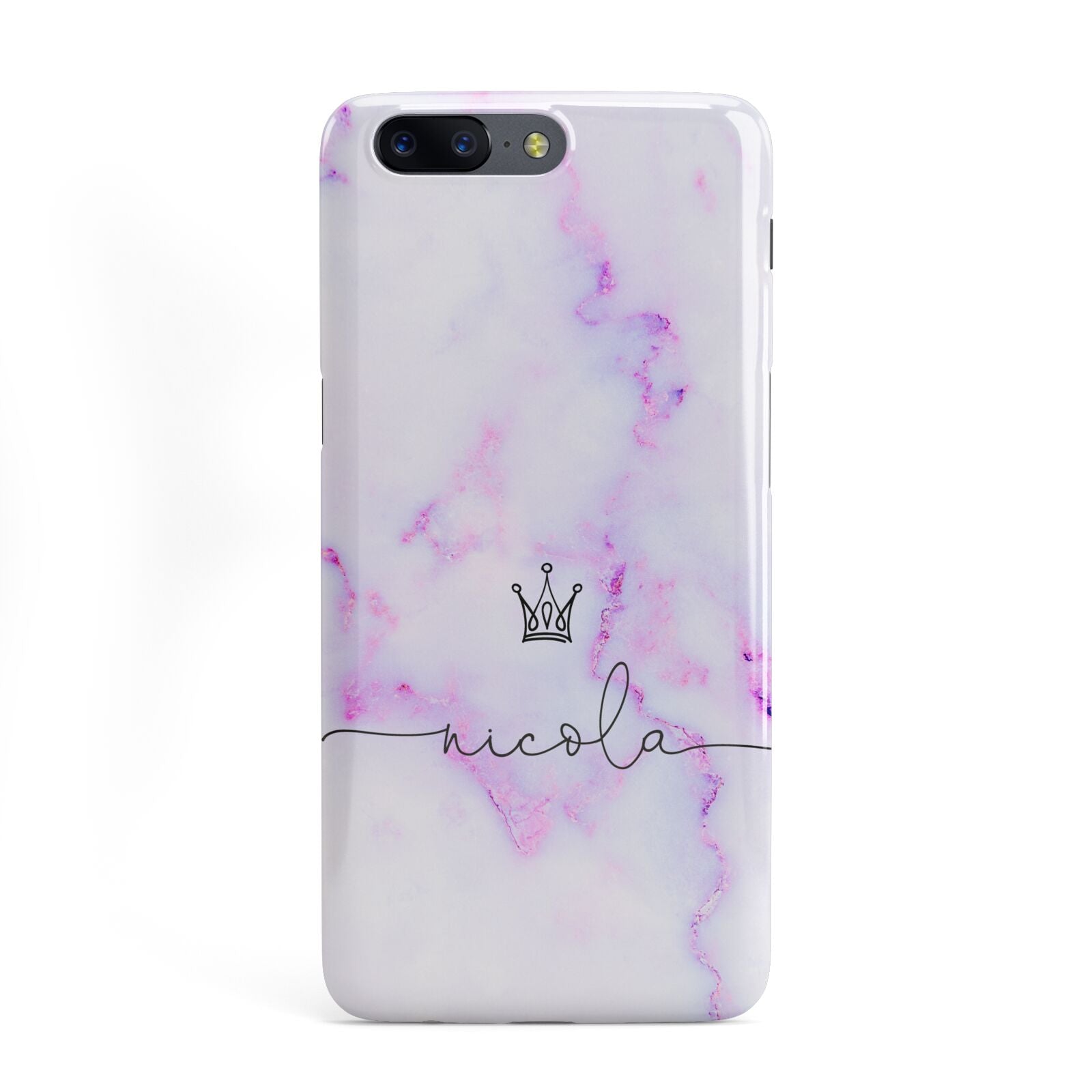 Pale Purple Glitter Marble with Crowned Name OnePlus Case