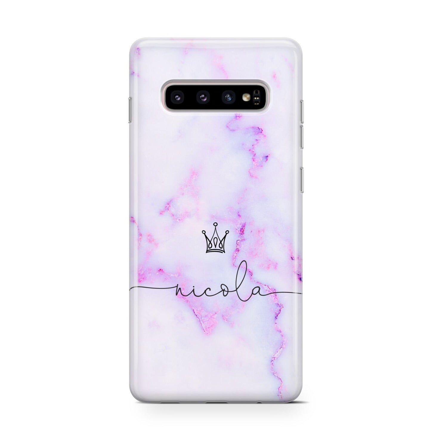 Pale Purple Glitter Marble with Crowned Name Protective Samsung Galaxy Case