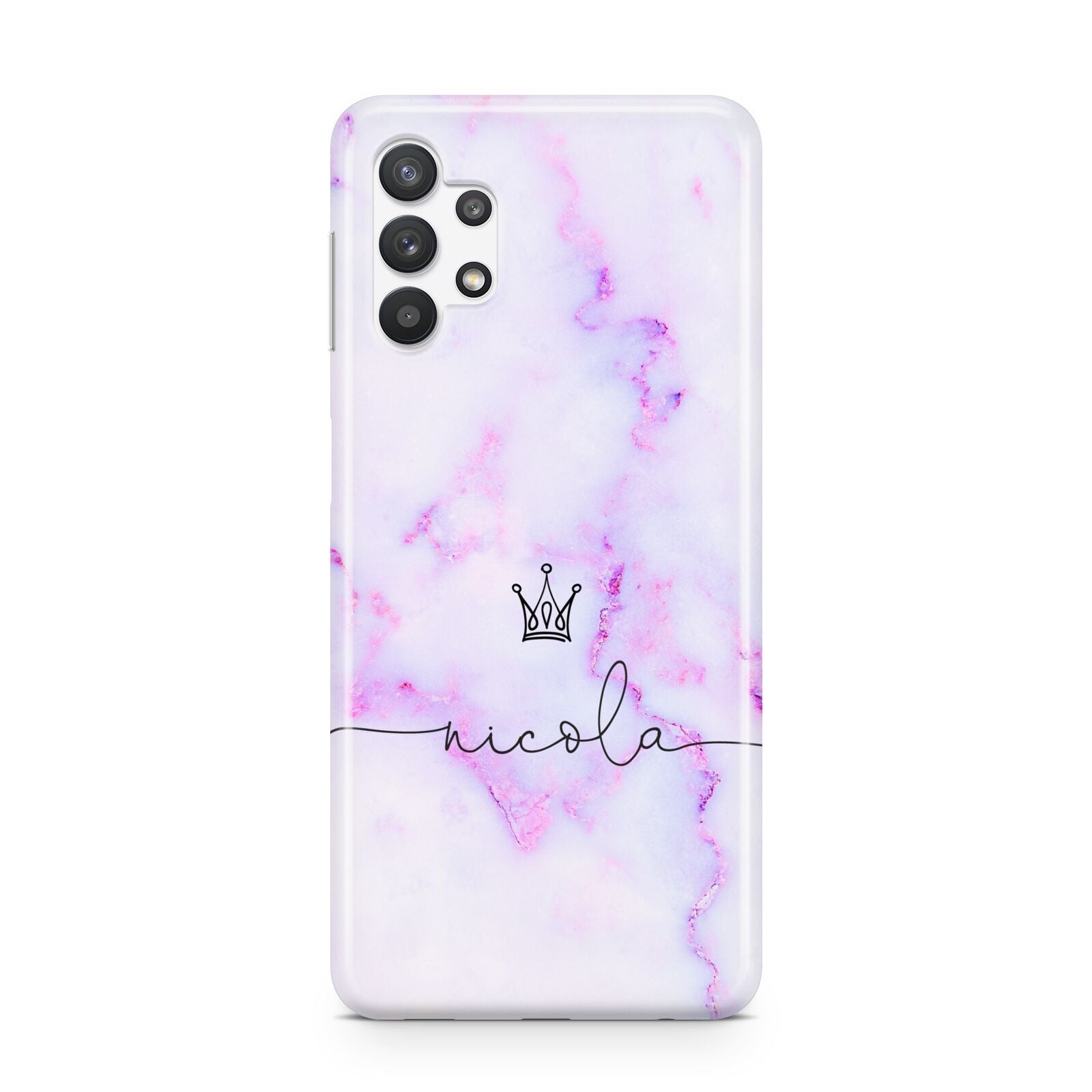 Pale Purple Glitter Marble with Crowned Name Samsung A32 5G Case