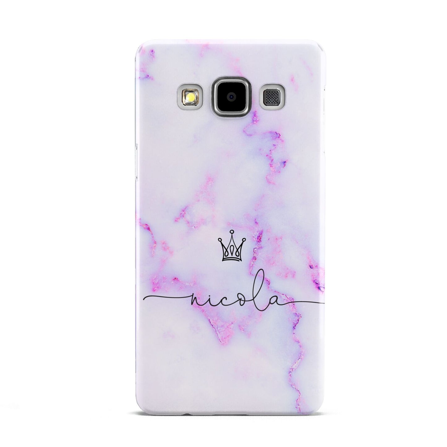 Pale Purple Glitter Marble with Crowned Name Samsung Galaxy A5 Case