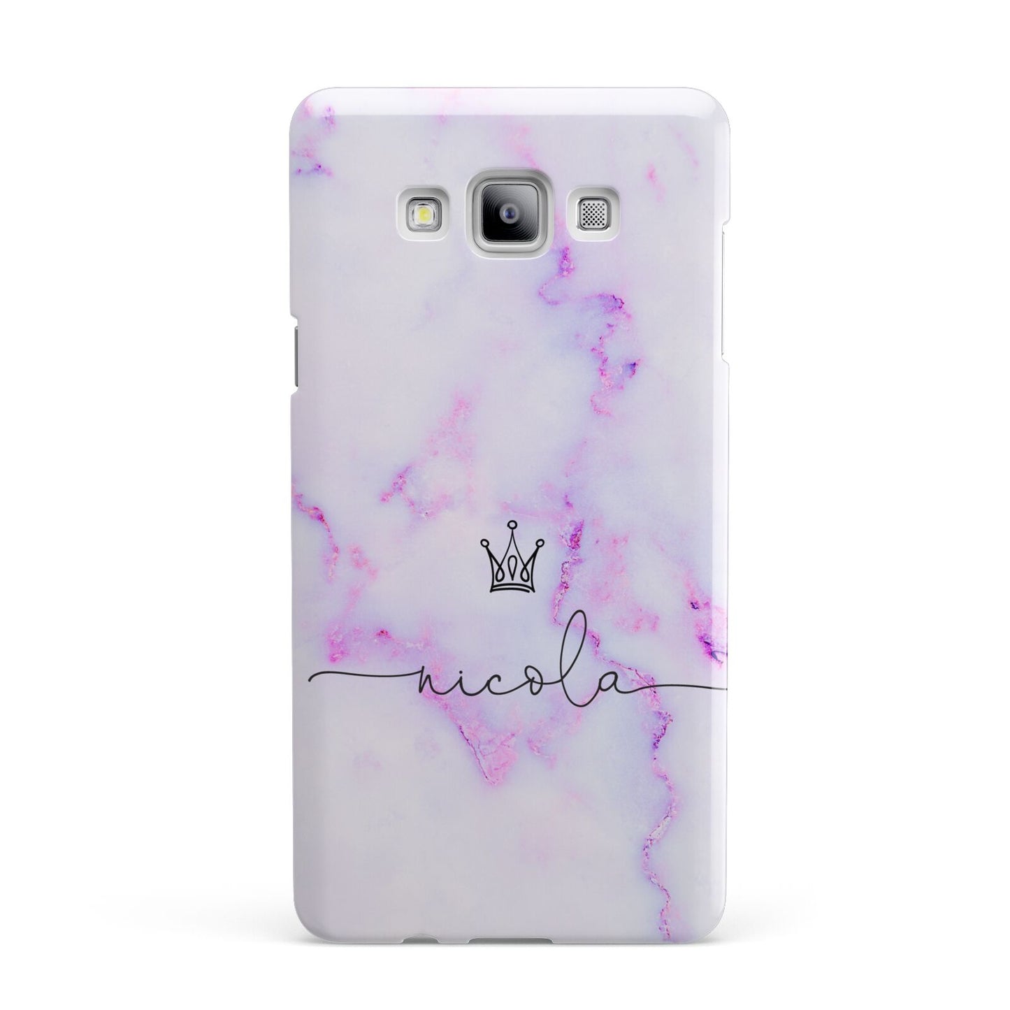 Pale Purple Glitter Marble with Crowned Name Samsung Galaxy A7 2015 Case