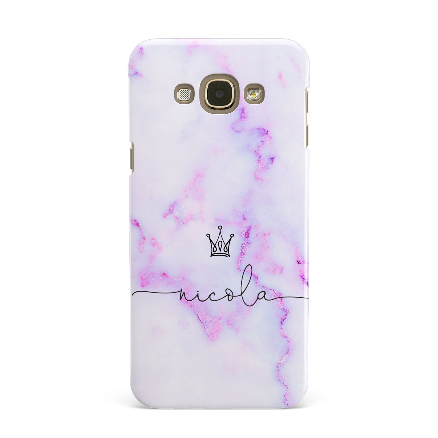 Pale Purple Glitter Marble with Crowned Name Samsung Galaxy A8 Case