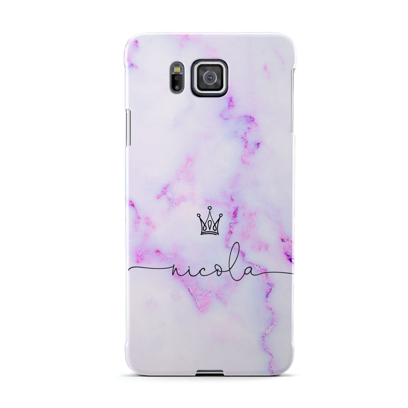 Pale Purple Glitter Marble with Crowned Name Samsung Galaxy Alpha Case