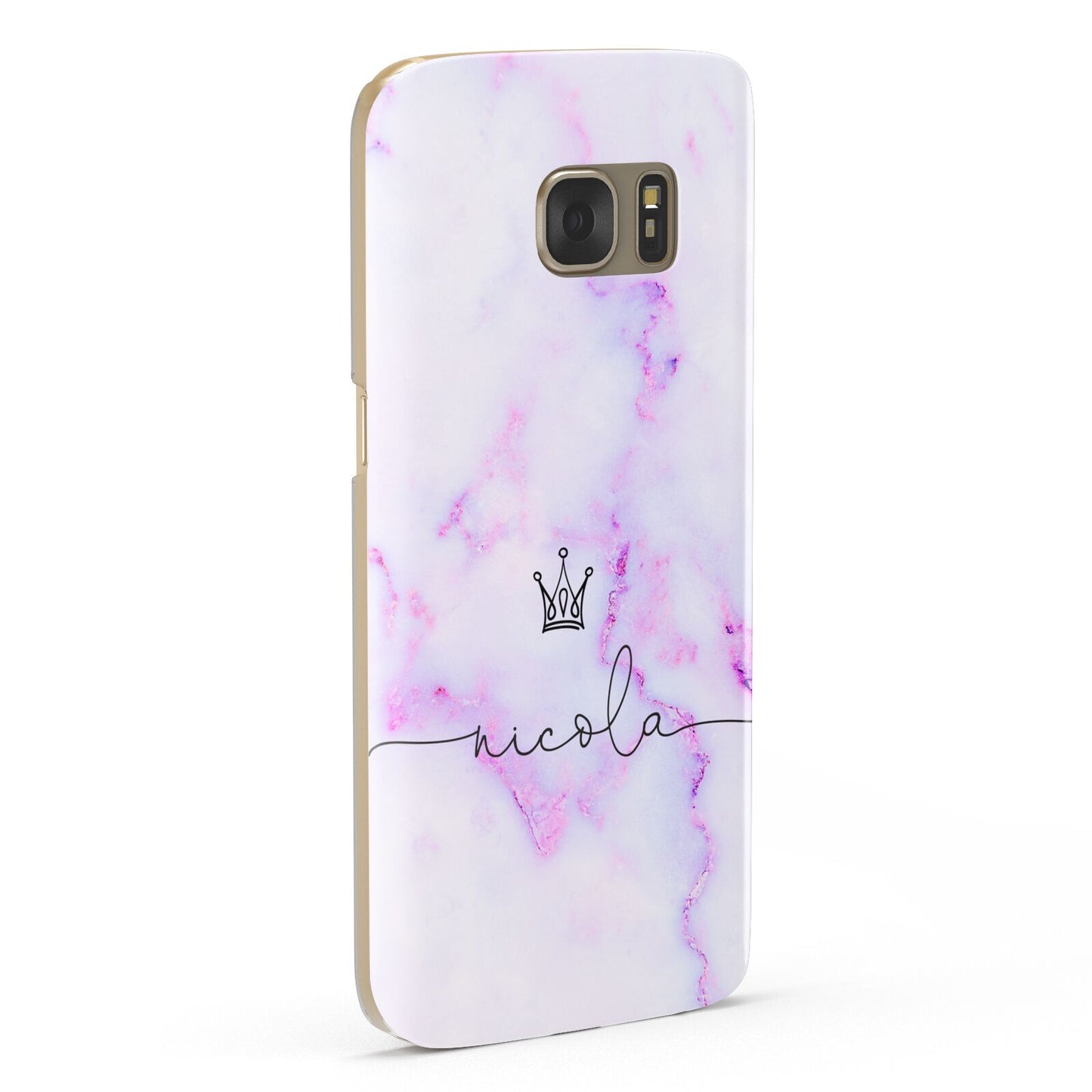 Pale Purple Glitter Marble with Crowned Name Samsung Galaxy Case Fourty Five Degrees