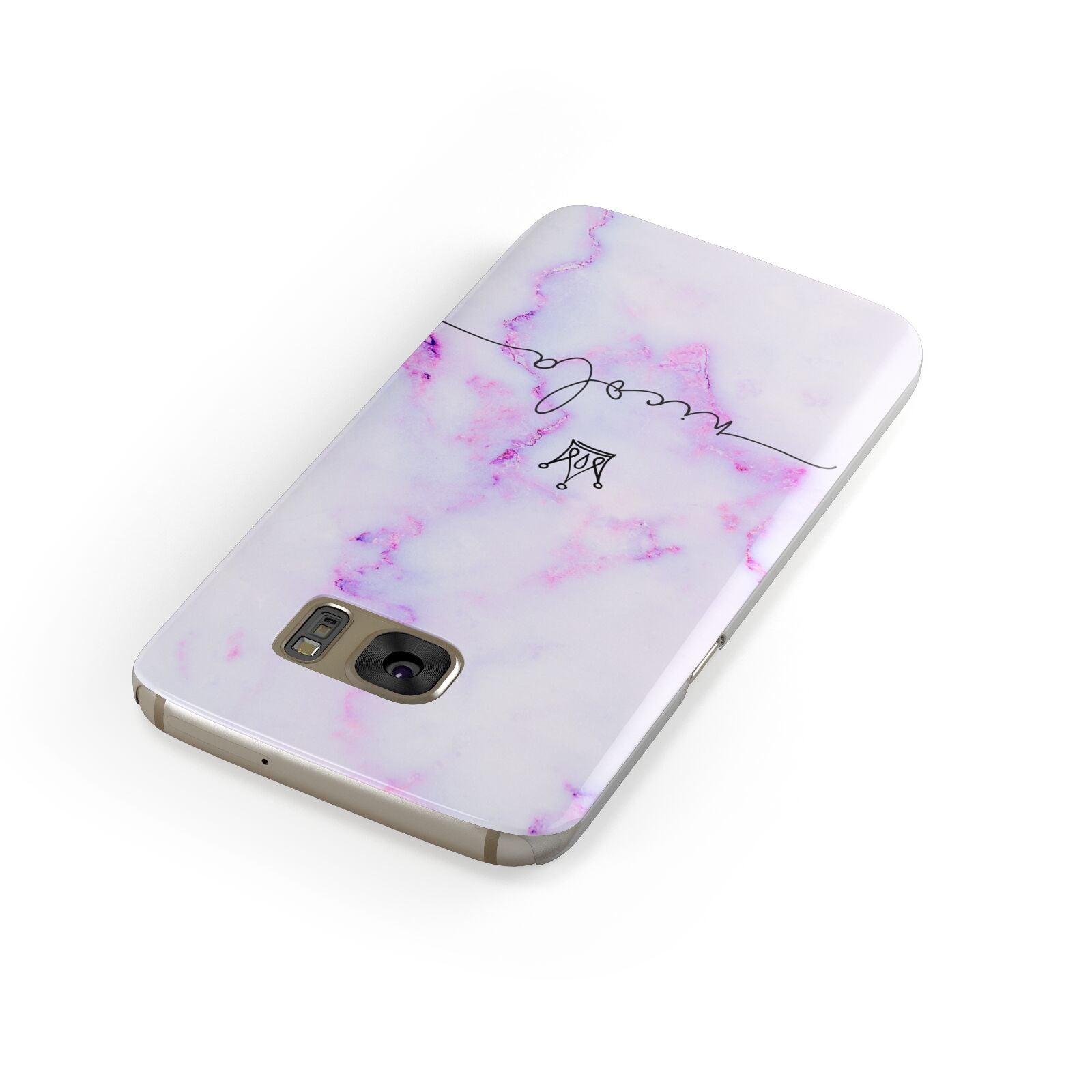 Pale Purple Glitter Marble with Crowned Name Samsung Galaxy Case Front Close Up