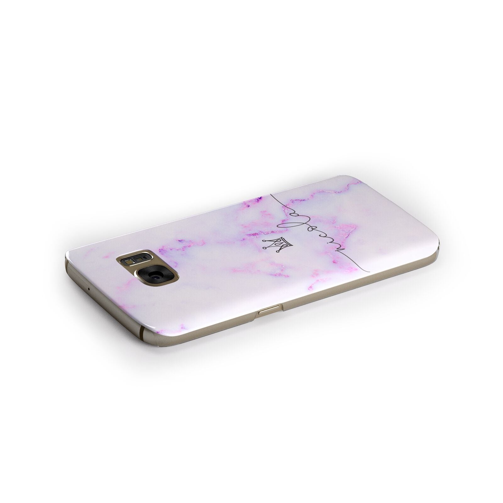 Pale Purple Glitter Marble with Crowned Name Samsung Galaxy Case Side Close Up