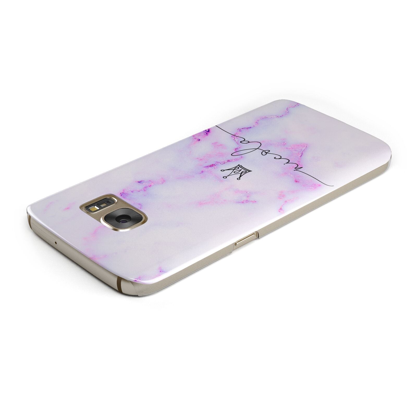 Pale Purple Glitter Marble with Crowned Name Samsung Galaxy Case Top Cutout