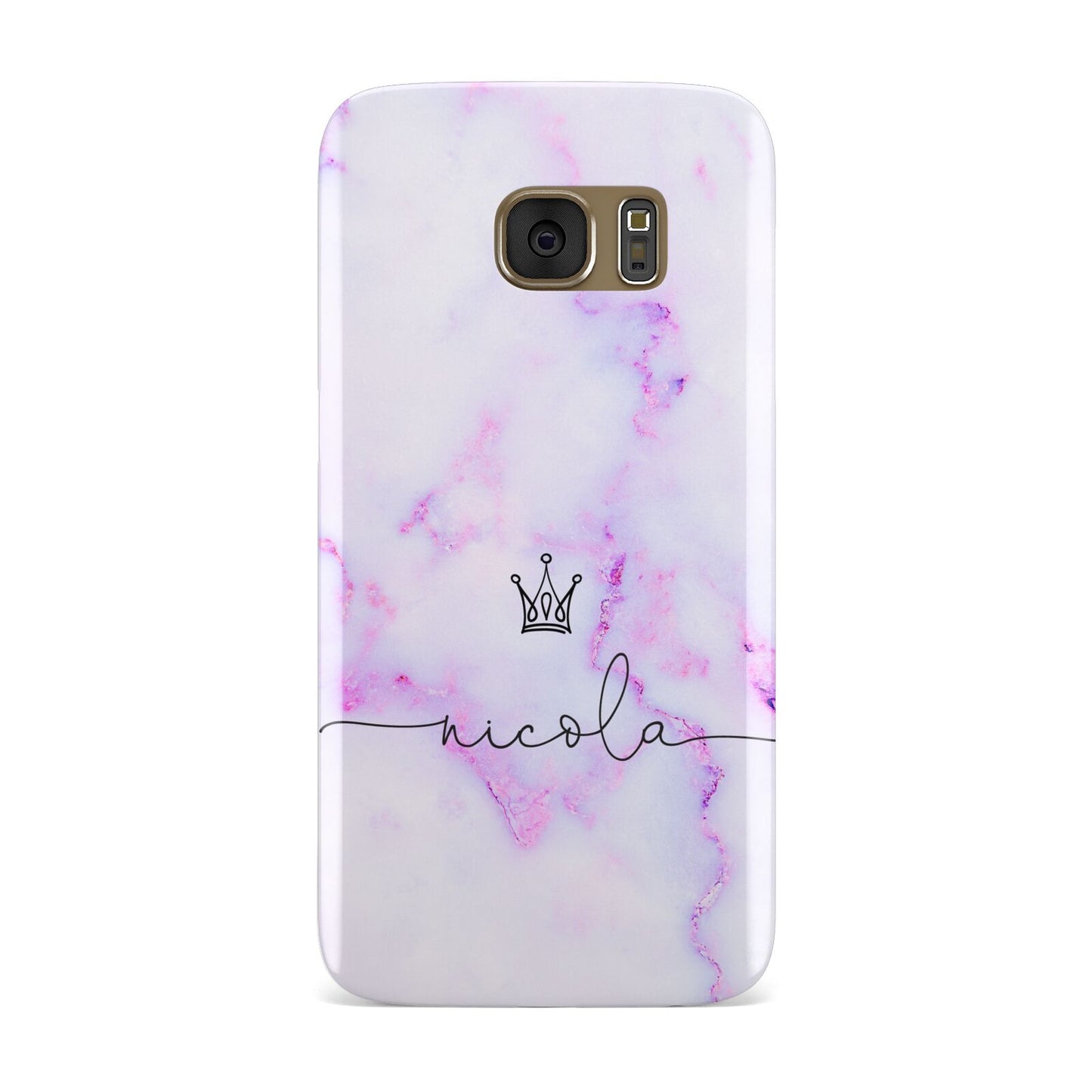 Pale Purple Glitter Marble with Crowned Name Samsung Galaxy Case