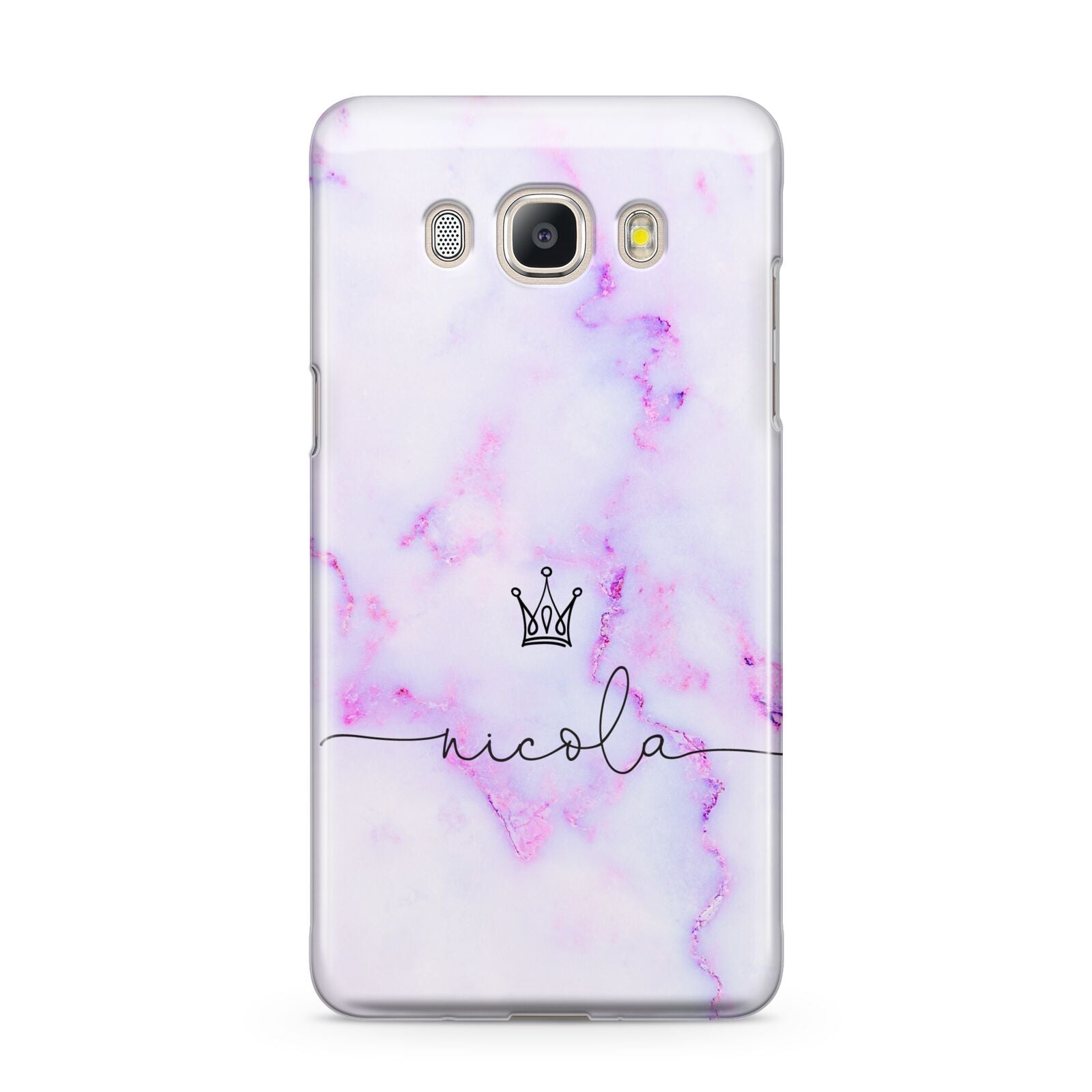 Pale Purple Glitter Marble with Crowned Name Samsung Galaxy J5 2016 Case