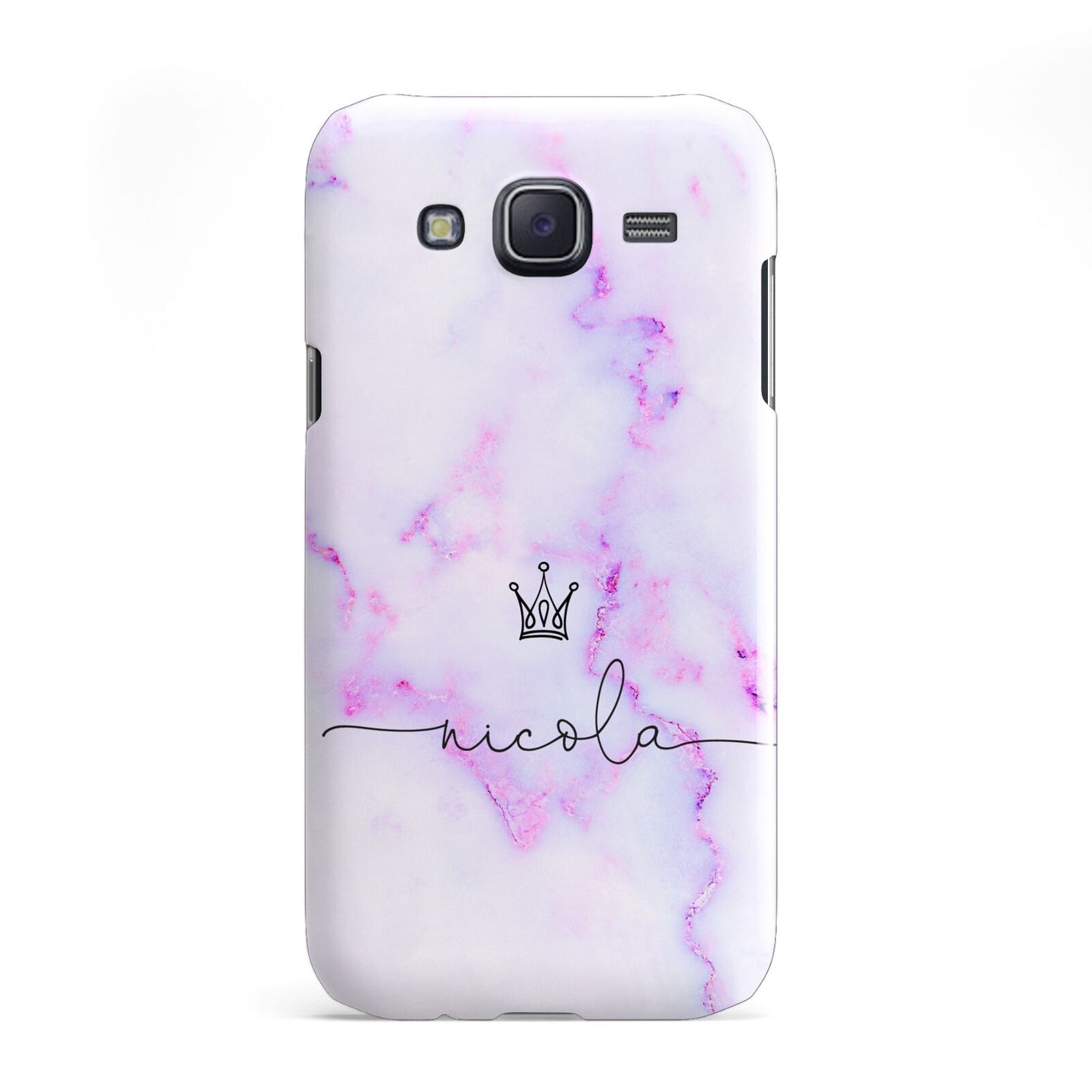 Pale Purple Glitter Marble with Crowned Name Samsung Galaxy J5 Case