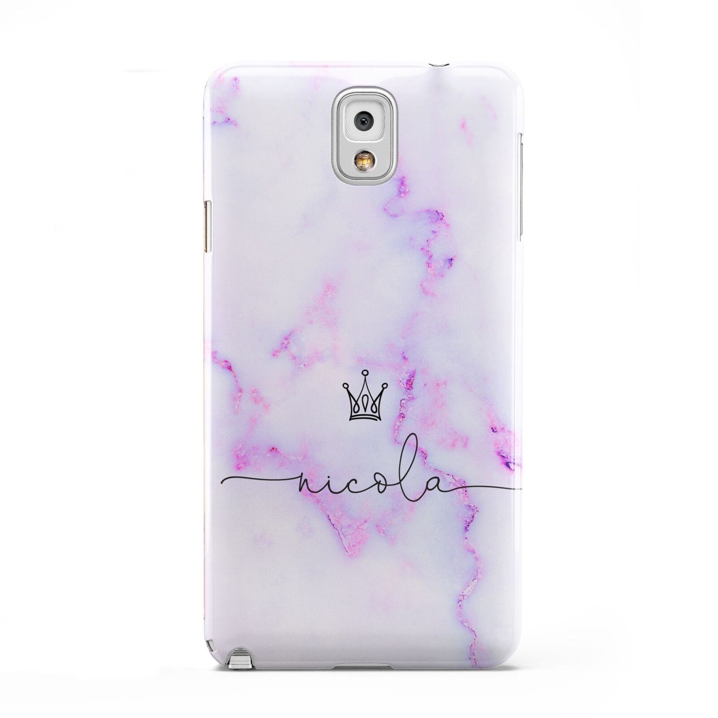 Pale Purple Glitter Marble with Crowned Name Samsung Galaxy Note 3 Case