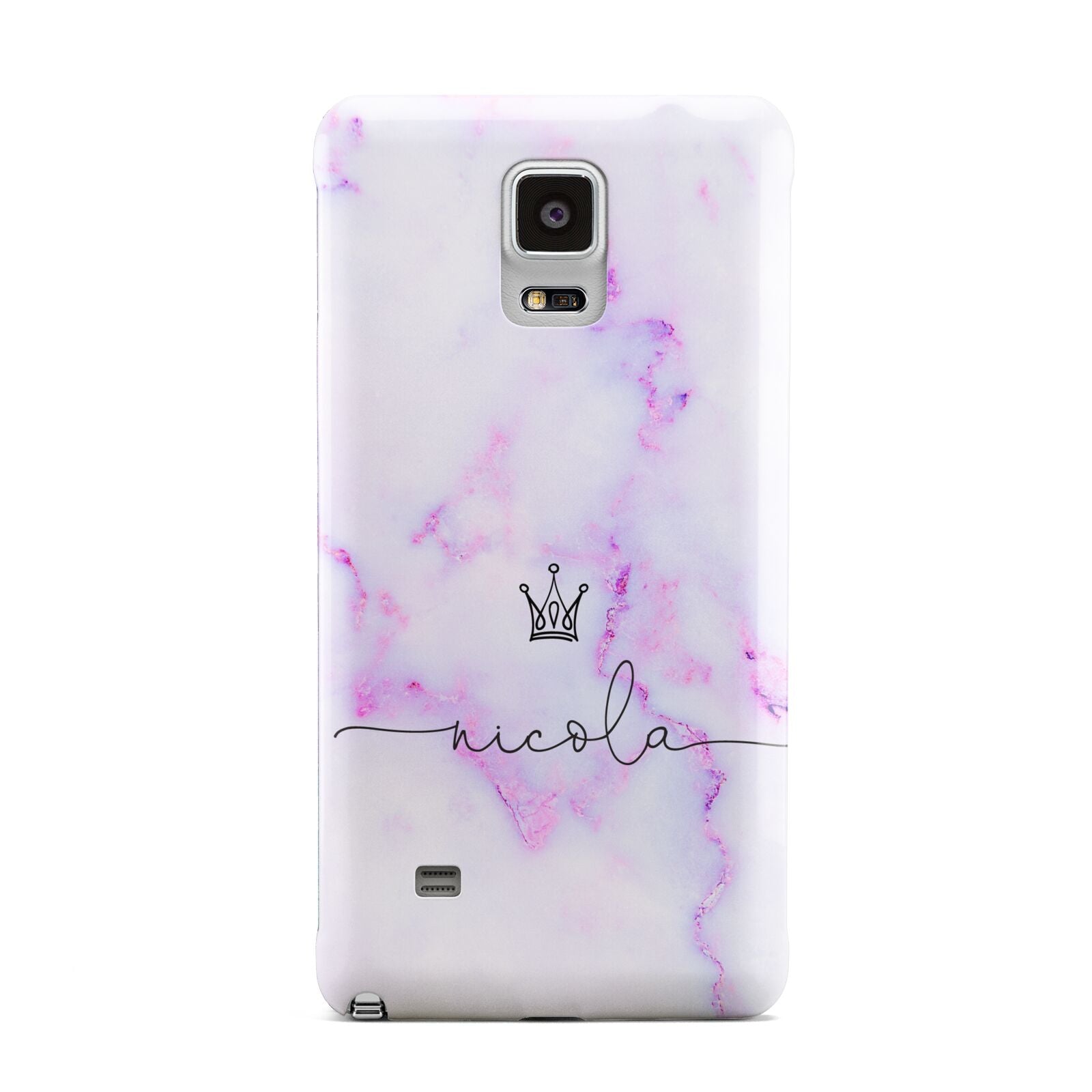 Pale Purple Glitter Marble with Crowned Name Samsung Galaxy Note 4 Case