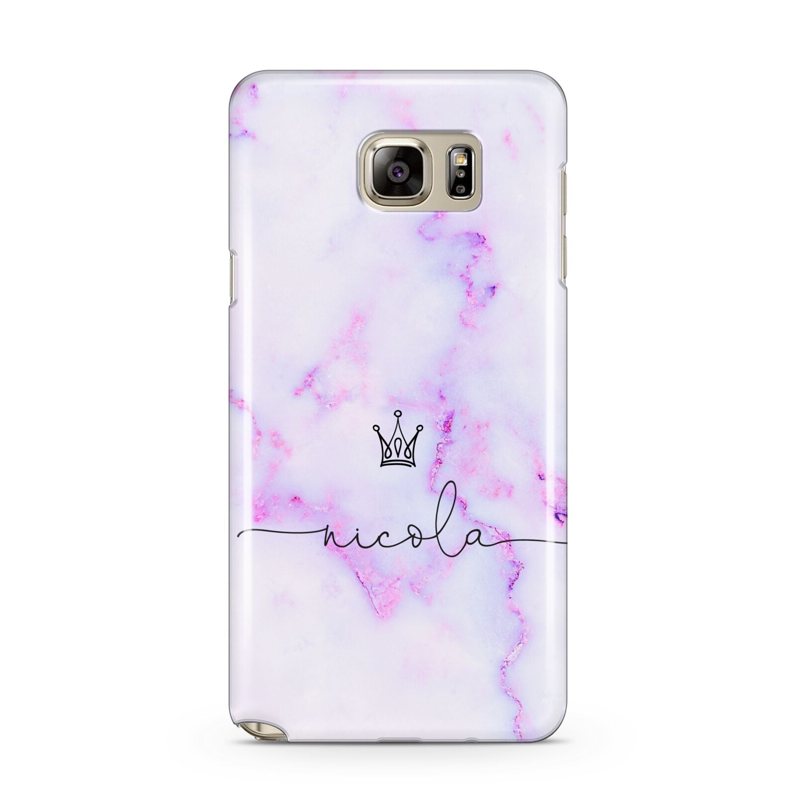 Pale Purple Glitter Marble with Crowned Name Samsung Galaxy Note 5 Case