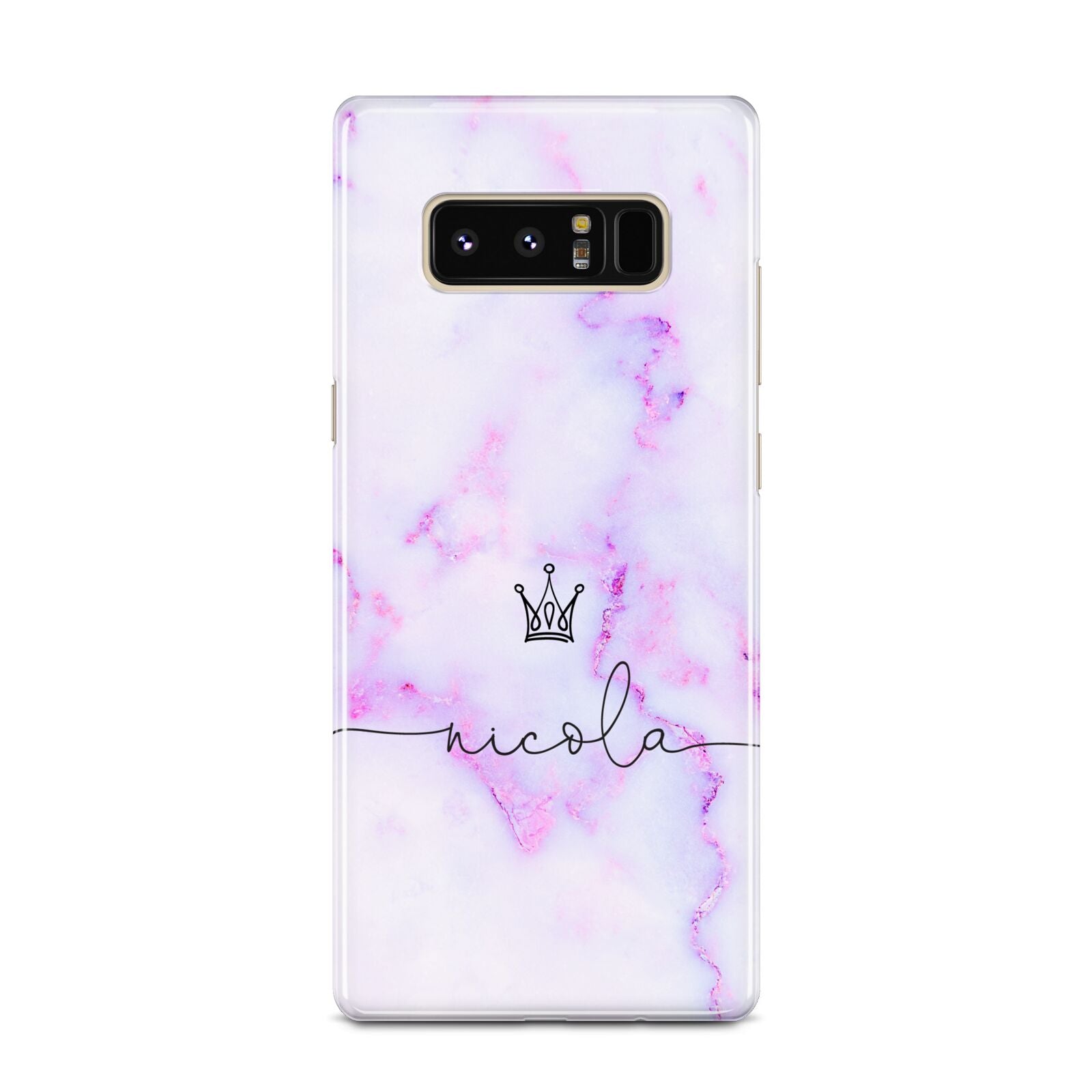 Pale Purple Glitter Marble with Crowned Name Samsung Galaxy Note 8 Case