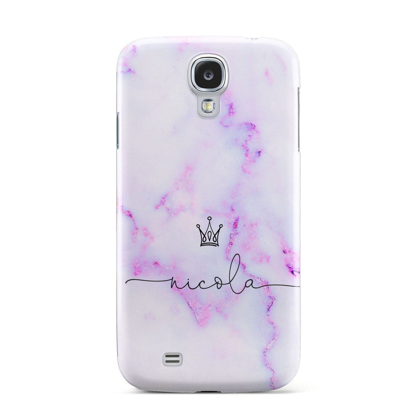 Pale Purple Glitter Marble with Crowned Name Samsung Galaxy S4 Case