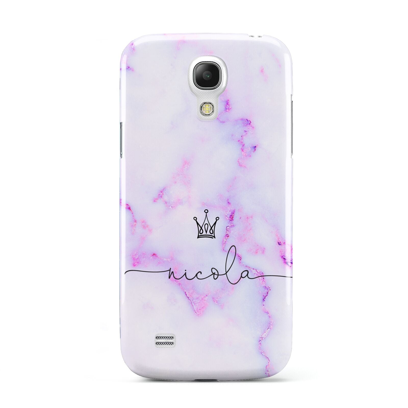 Pale Purple Glitter Marble with Crowned Name Samsung Galaxy S4 Mini Case