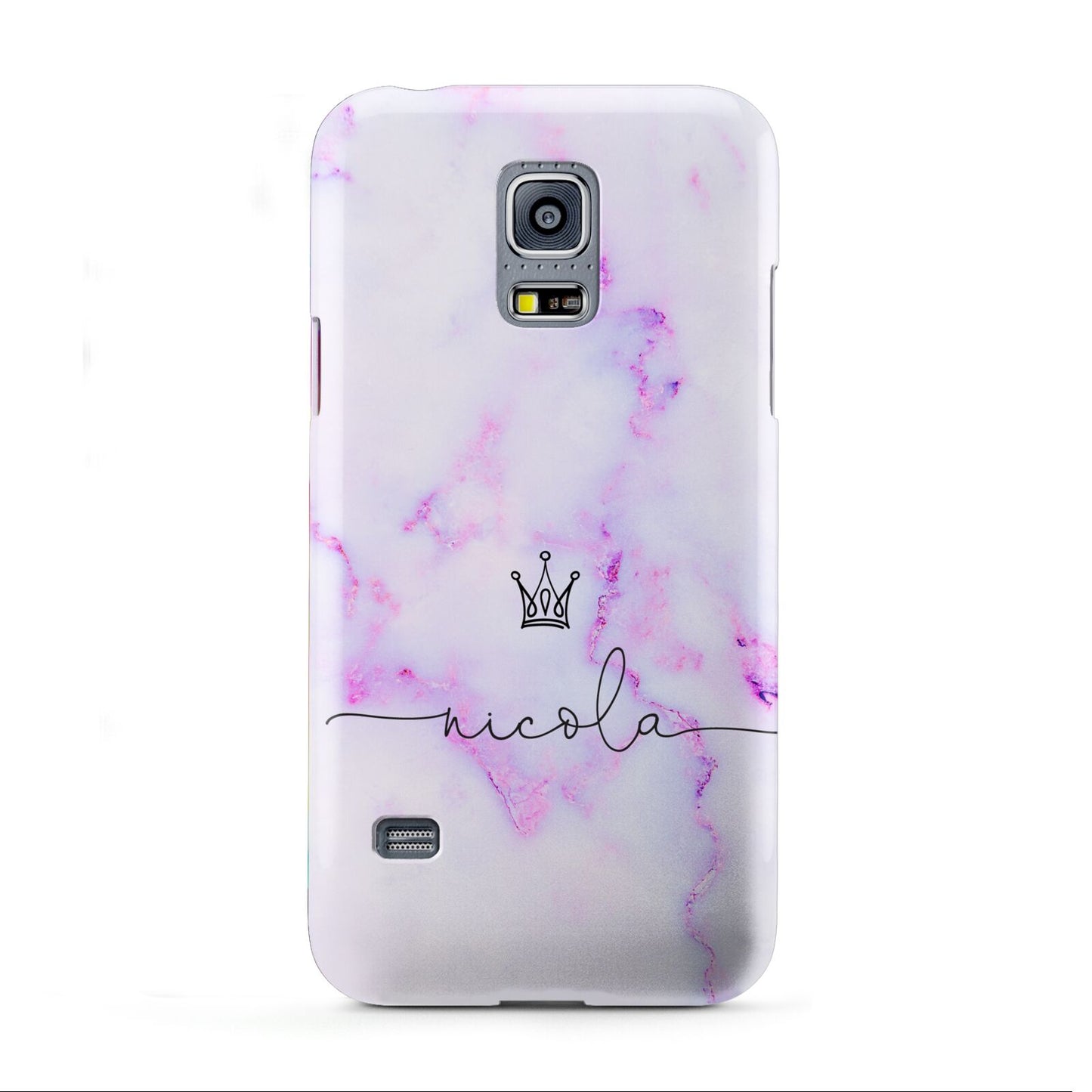 Pale Purple Glitter Marble with Crowned Name Samsung Galaxy S5 Mini Case