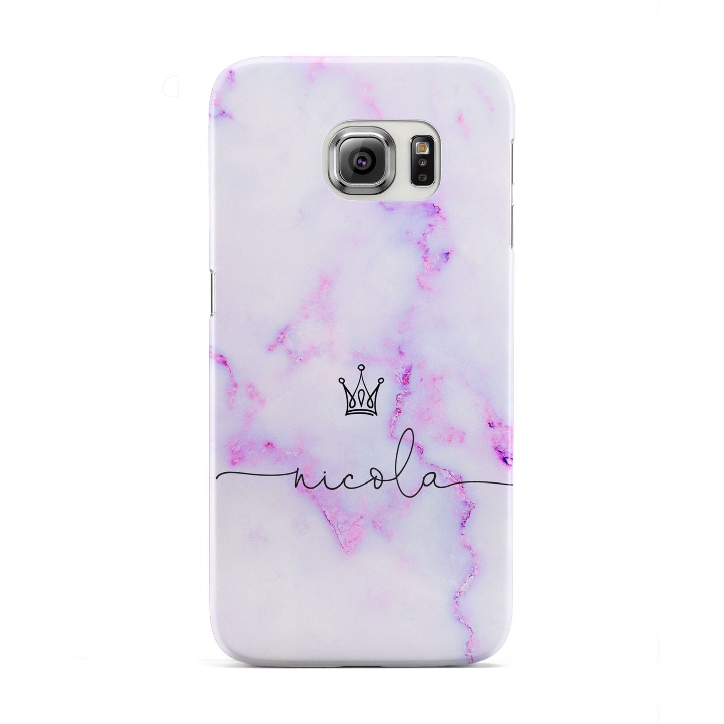 Pale Purple Glitter Marble with Crowned Name Samsung Galaxy S6 Edge Case