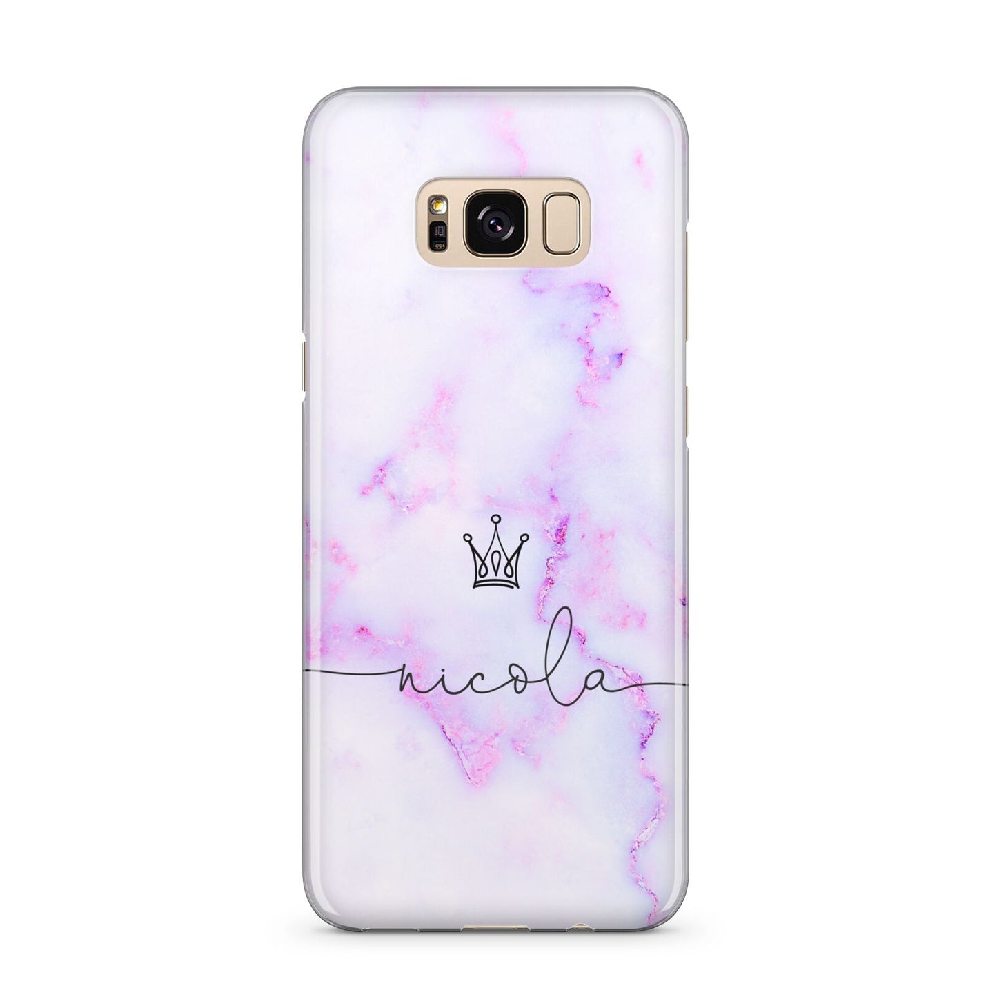 Pale Purple Glitter Marble with Crowned Name Samsung Galaxy S8 Plus Case