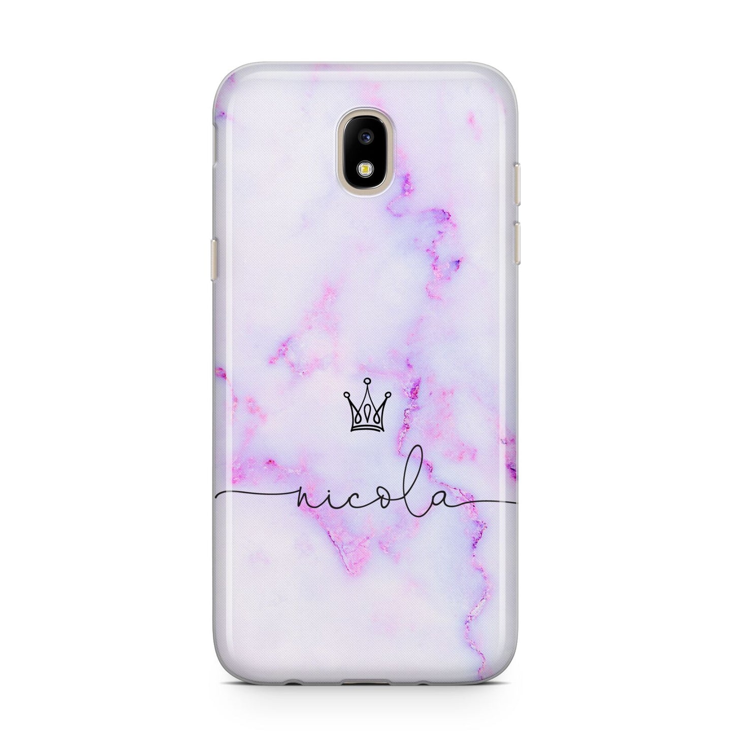 Pale Purple Glitter Marble with Crowned Name Samsung J5 2017 Case