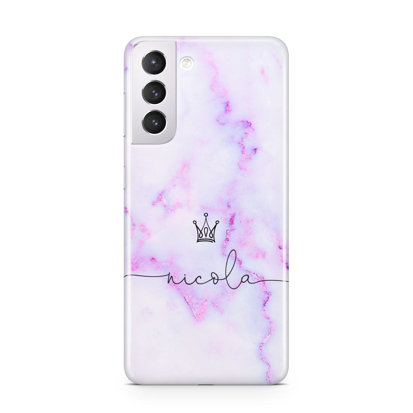 Pale Purple Glitter Marble with Crowned Name Samsung S21 Case