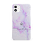 Pale Purple Glitter Marble with Crowned Name iPhone 11 3D Snap Case