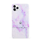 Pale Purple Glitter Marble with Crowned Name iPhone 11 Pro Max 3D Snap Case